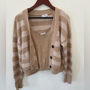 Evereve Cardigan Set - Beige, S